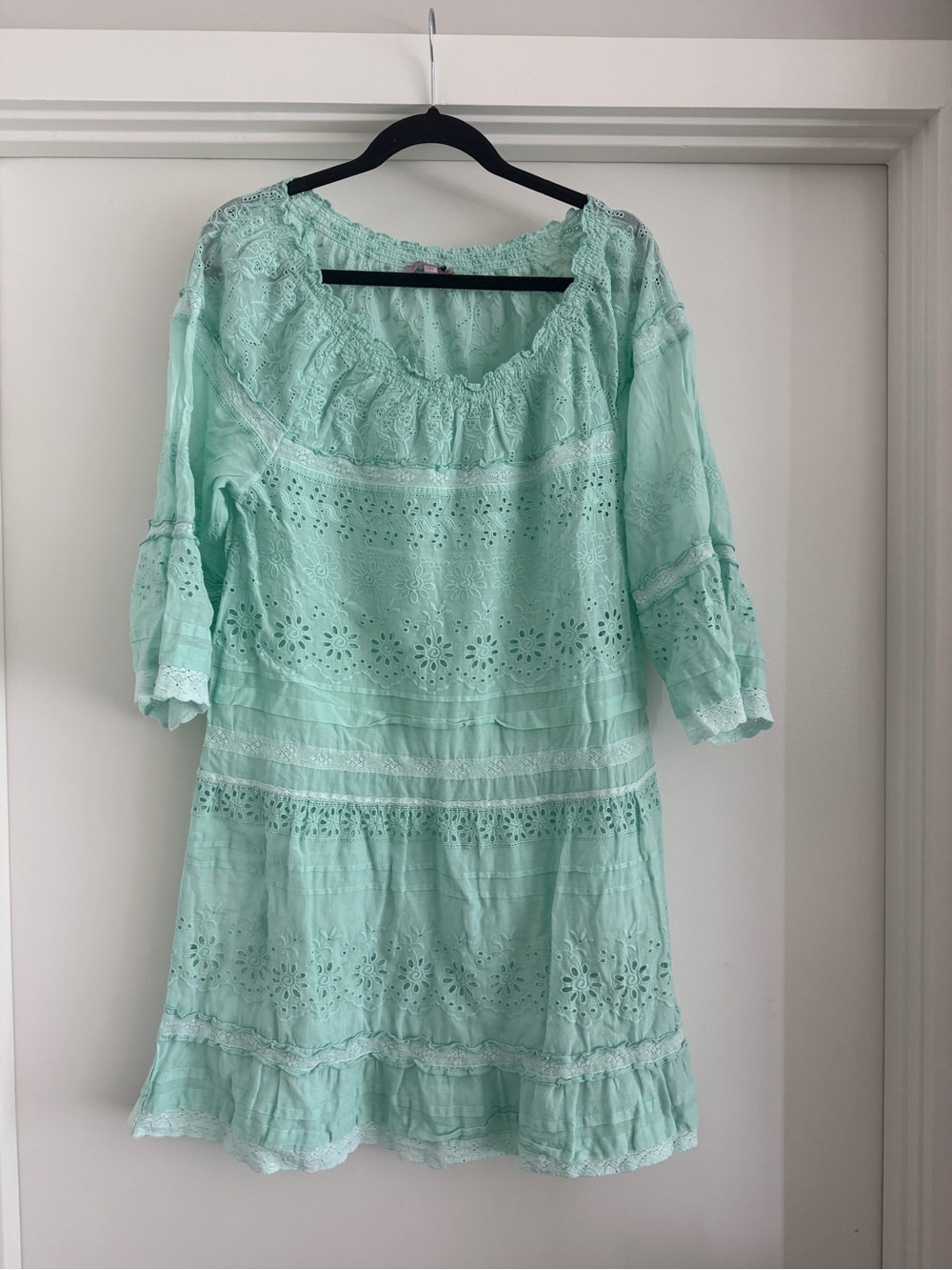Calypso St. Barth Mint Eyelet Mini Dress